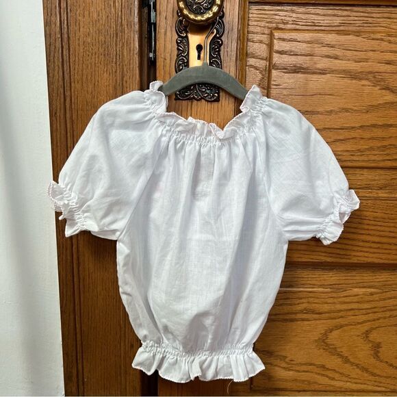 Boho Hand Embroidered Girl’s Pleated Puff Peasant Blouse - Picture 4 of 10